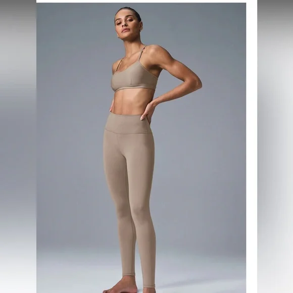 Alo High-Waist Airlift Leggings color is gravel taupe size large - Picture 5 of 6